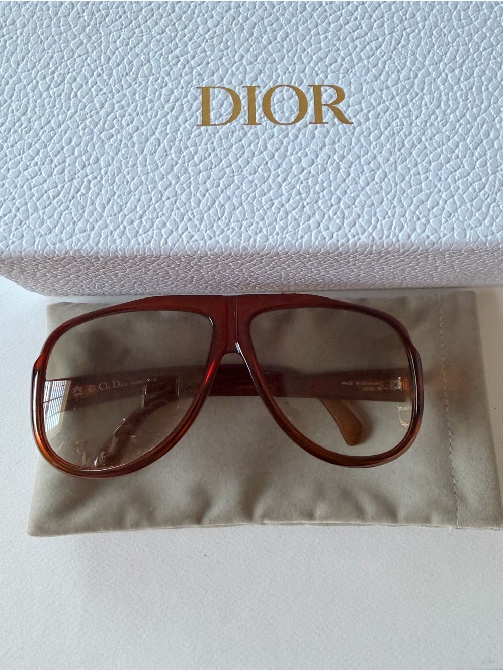 Vintage Christian Dior Monsieur Amber Aviator Sunglasses